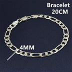 Punk 925 sterling silver 4/6MM 8 Inches Figaro Chain For Men Simple Women Hip Hop Bracelet Jewelry Party Accessories Wholesale