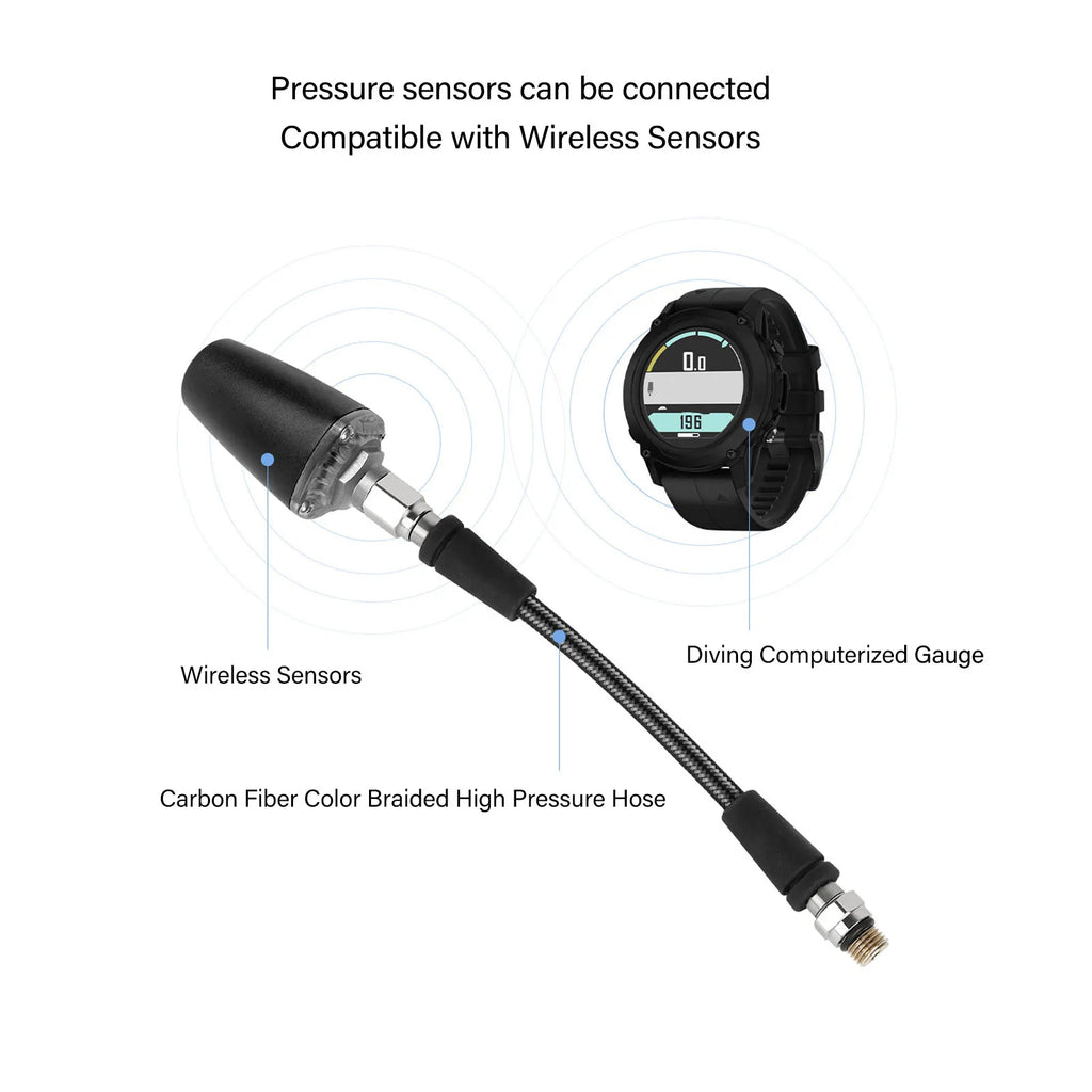 15cm 65cm 80cm Diving High Pressure Regulator Hose Professional Carbon Fiber Woven Flexible Safe Scuba Diving High Pressure Hose