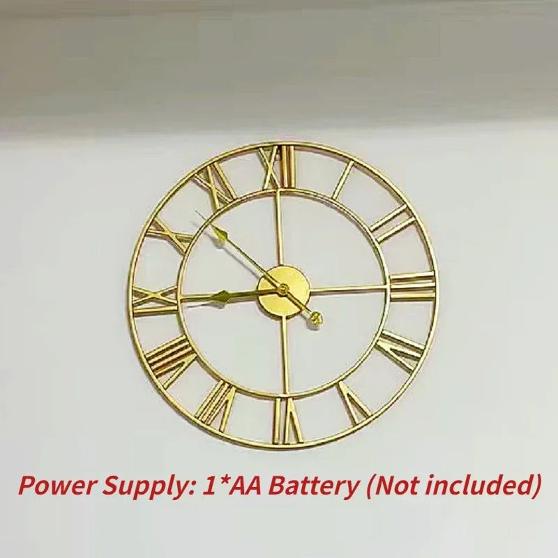 Modern Style 40cm 3D Round Accurate Silent Wall Clocks Roman Numerals Retro Metal Hanging Clock for Living Room 2023 Home Decor