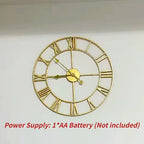 Modern Style 40cm 3D Round Accurate Silent Wall Clocks Roman Numerals Retro Metal Hanging Clock for Living Room 2023 Home Decor
