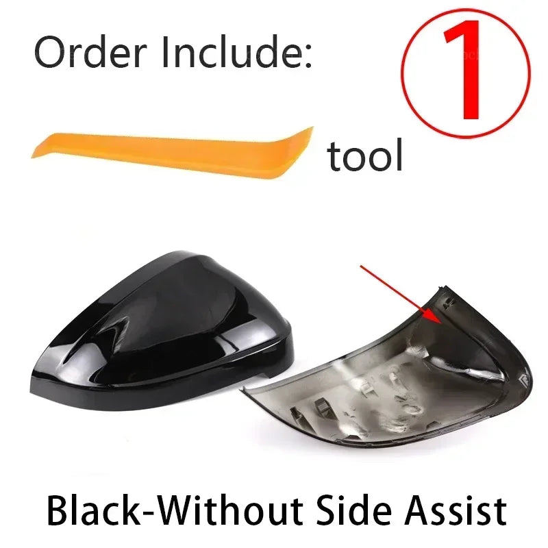 Rearview Mirror Caps Cover Pair Black/Carbon Style for Audi A4 B9 A5 S5 RS5 Side Assist