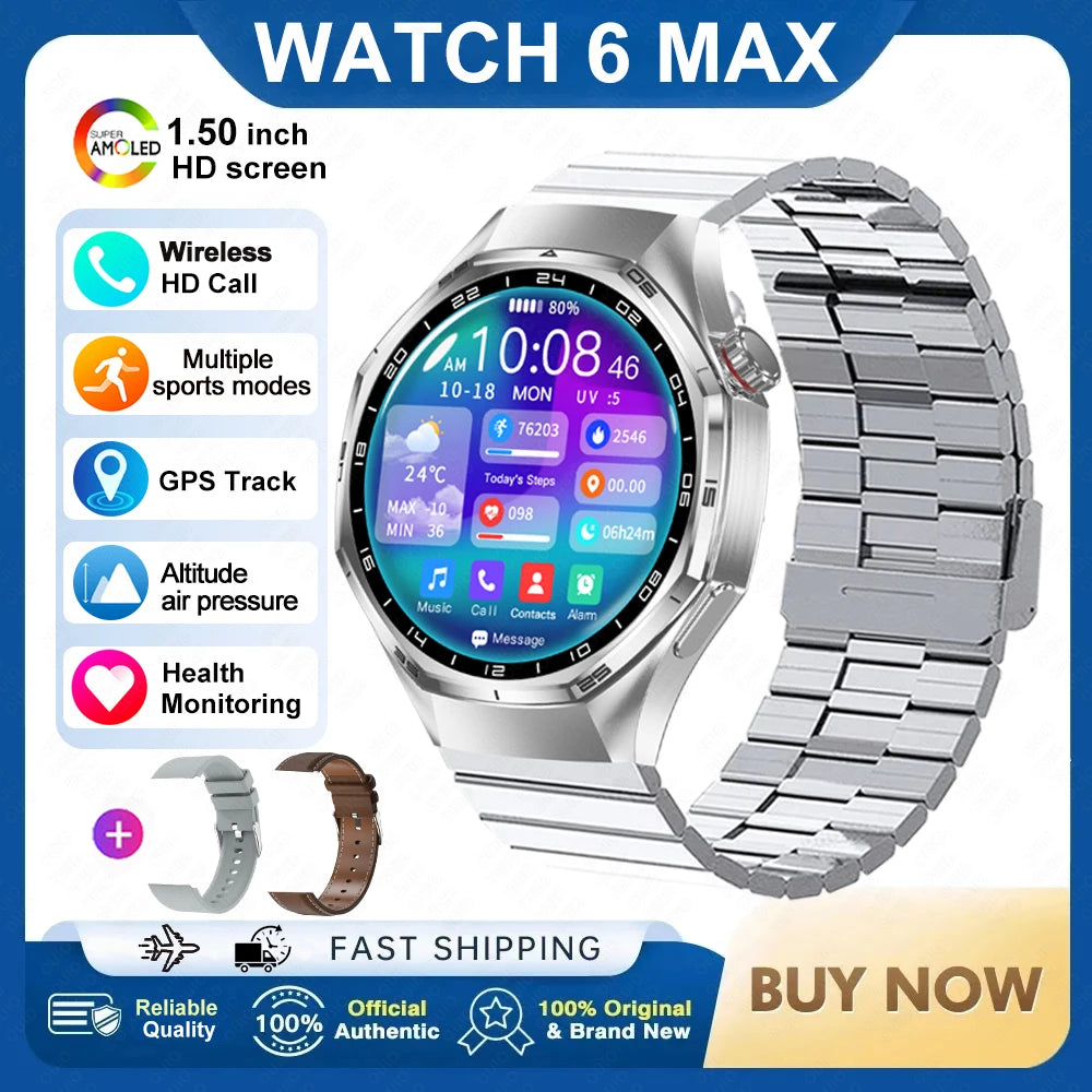 2026 New Watch 6 Max Smart Watch Men GPS Altitude Air Pressure Heart Rate Health Monitoring Bluetooth Call Business Smartwatch