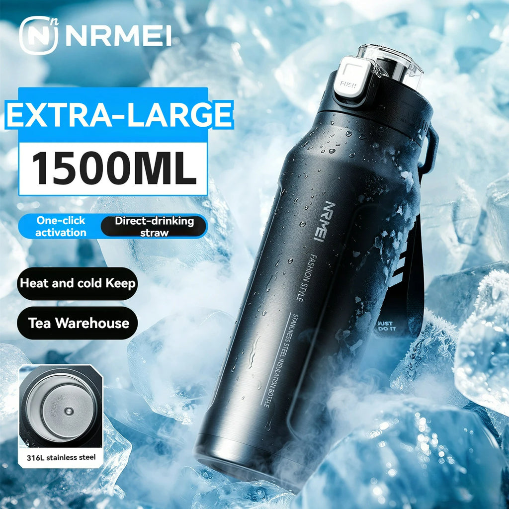 Stainless Steel Sports Water Bottle Thermal Tumble Jumping Large Capacity Cup Fitness Riding Vacuum Flask for Outdoor Activities