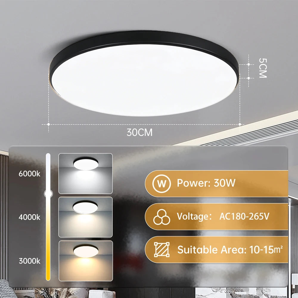 Golden Led Ceiling Lamp 220V Dustproof Ceiling Panel Lamp Indoor Bathroom Lamp for Living Room Decor Ultra-thin Ceiling Lights