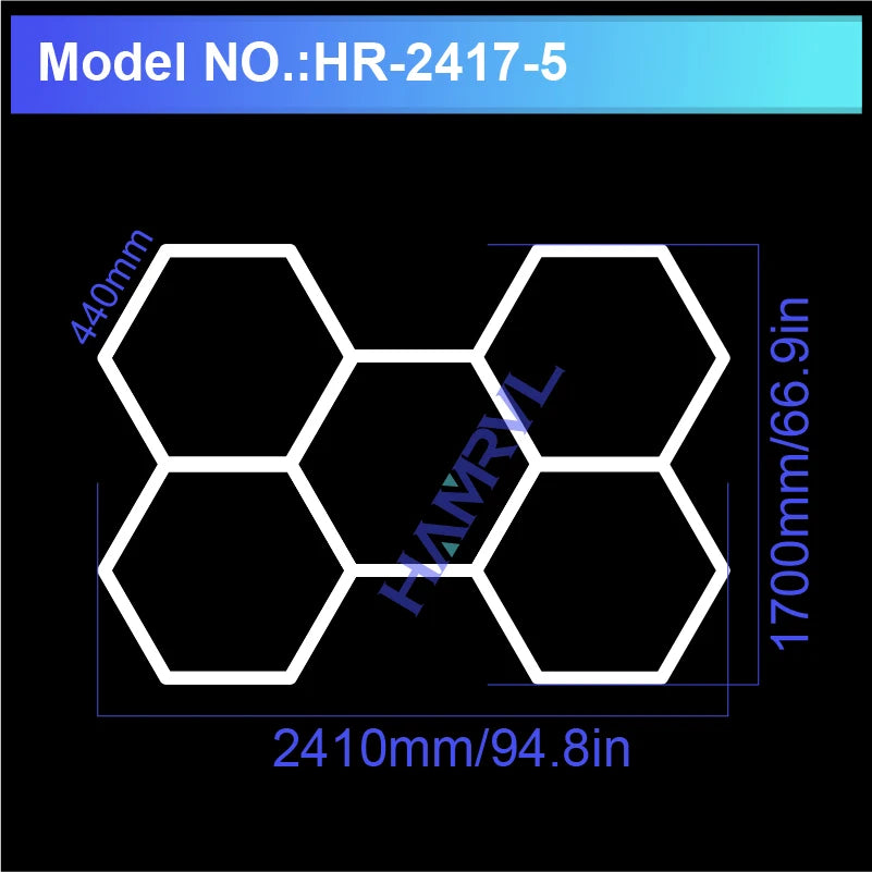 Hexagon LED lighting for Garage Barbecue Shop Barbershop Gym Bar Car Detailing Showroom 4S Workshop Ceiling Light Honeycomb Tube