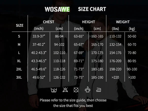 WOSAWE Full Reflective Cycling Jacket Winter Autumn Bicycle Windbreaker Bike Soft Windproof Waterproof Running Jacket Men's Coat