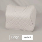 Car Headrest Neck Pillow & Lumbar Support Cushion Set, Leather Cover Memory Foam, Black