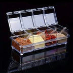 Clear Seasoning Box - Spice Storage Container Storage Tool for Kitchen Herb Spice Tools Gadgets-Cruet with Cover and Spoon