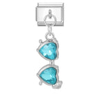 Wholesale Colorful Shiny Zircon Heart Bows Pendant Italian Charm Links Fit 9mm Stainless Steel Bracelet Women Jewelry DIY Making