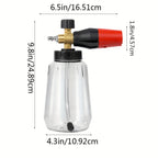 Heavy Duty Adjustable Foam Cannon 1L Wide Mouth Bottle Thick Foam Spray 1/4" Quick Connect  High Pressure Washer Tool