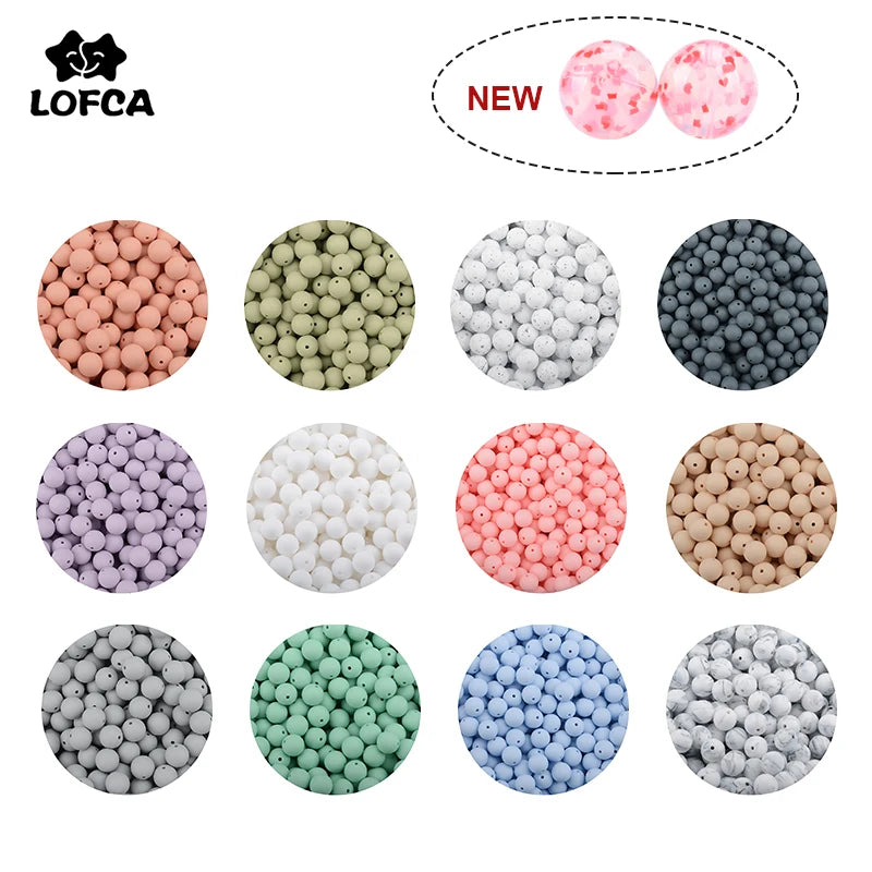 LOFCA 100Pcs/lot 12MM Round Shape Silicone Beads Used in jewelry making Necklace Bracelets Keychain Jewelry accessories