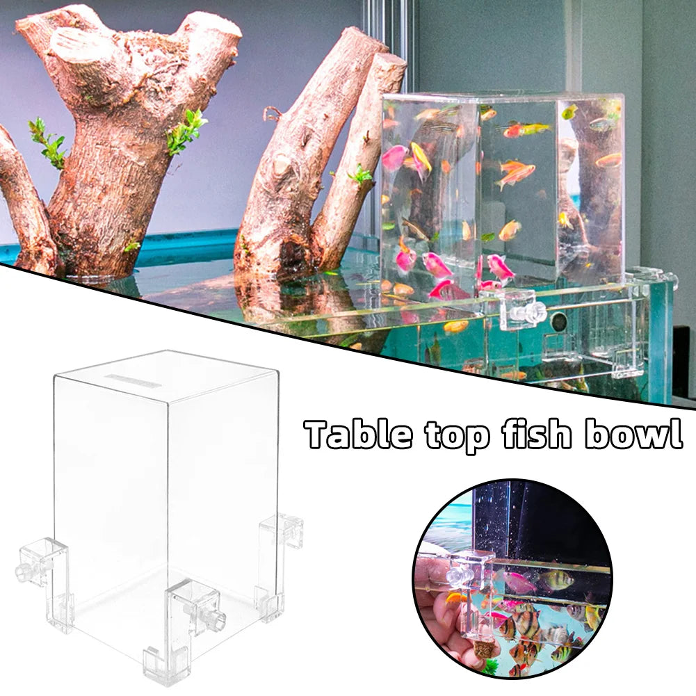 Negative Pressure Fish Tank Aerial Aquarium Extender Isolation Bowl, Clear White