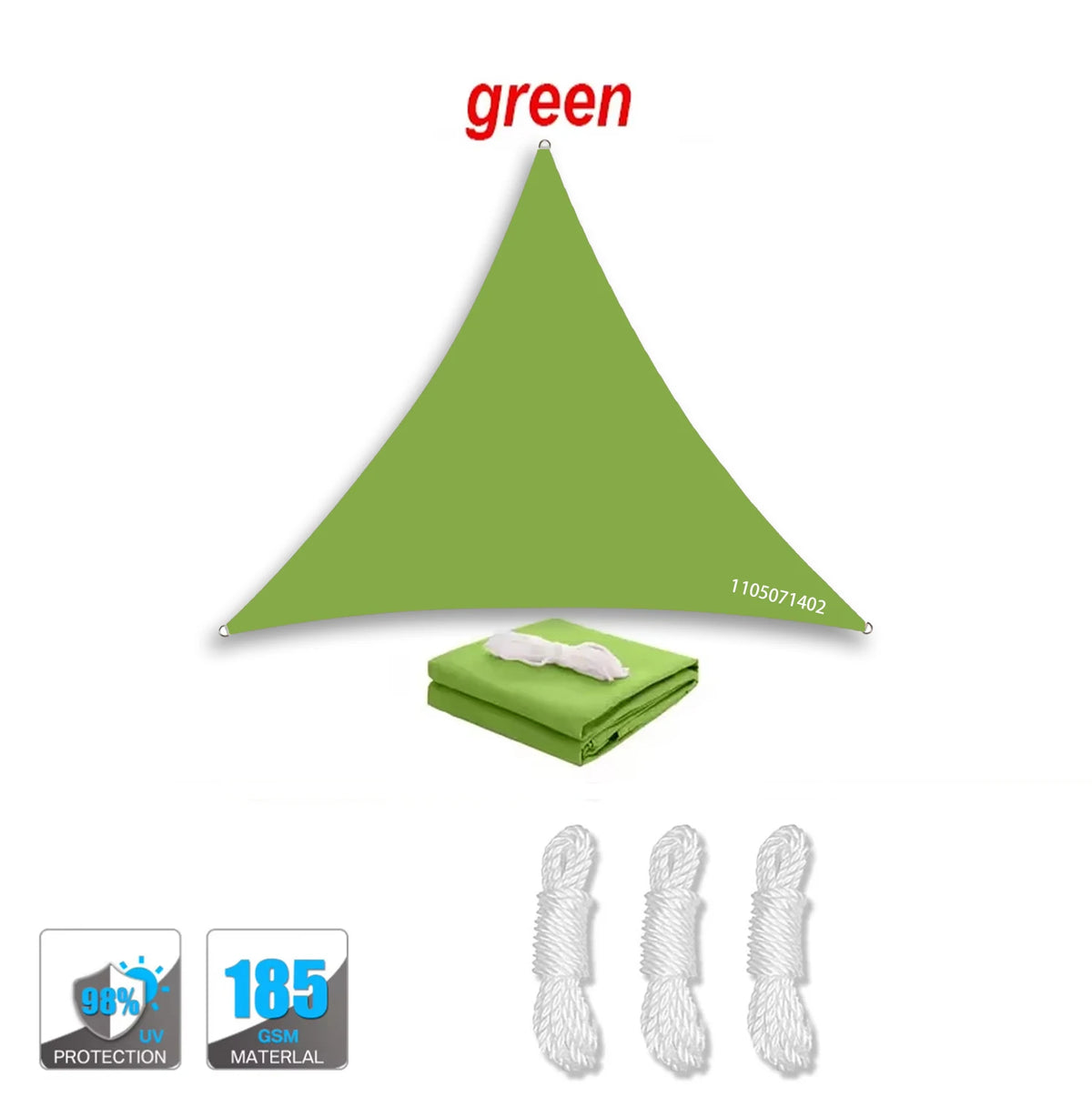 Green Waterproof Triangular Sunshade Sail Sunscreen Cloth Rainproof Awning for Balcony Courtyard Outdoor Shade Solution