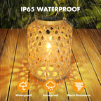 Rattan Solar Lanterns Outdoor Hanging Solar Bulb Lights Waterproof Country Decor Solar Table Light Decoration for Garden Yard