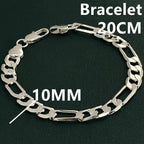 Punk 925 sterling silver 4/6MM 8 Inches Figaro Chain For Men Simple Women Hip Hop Bracelet Jewelry Party Accessories Wholesale