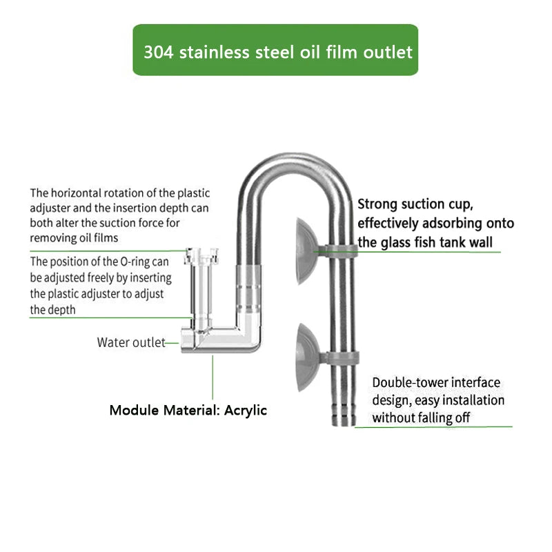 8MM Aquarium mini filter filter tube stainless steel anti fish and shrimp inlet and outlet oil film filter fish tank supplies