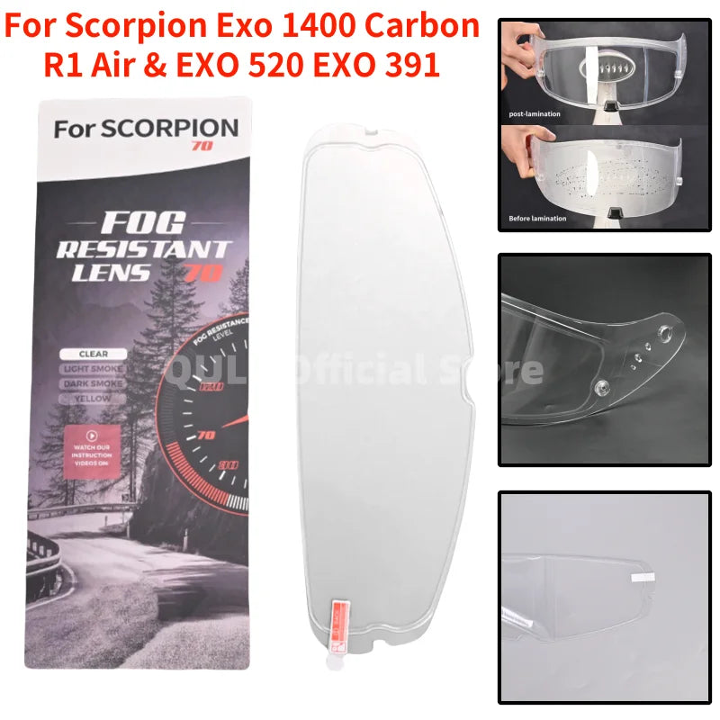 Anti fog film For Scorpion exo 1400 Carbon, R1 Air exo 520 exo 391 Motorcycle Helmet Visor