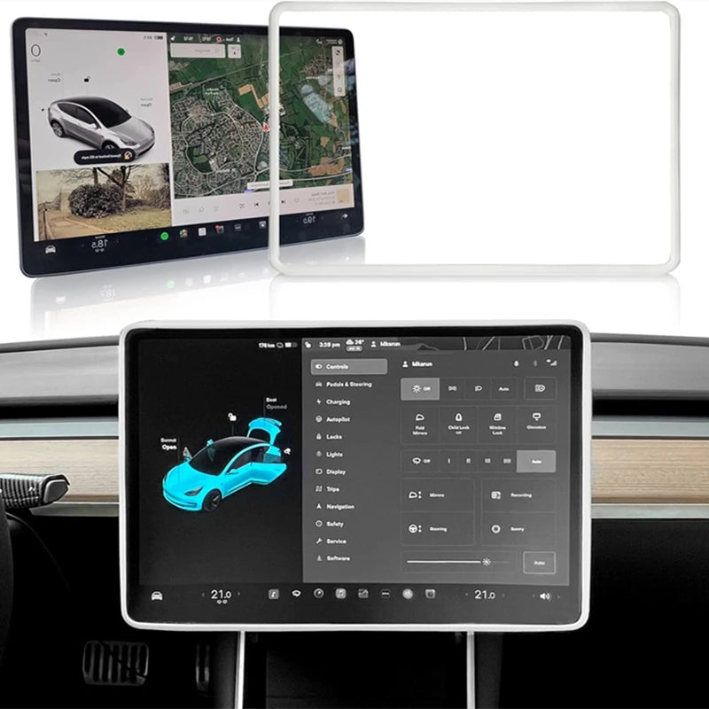 For Tesla Juniper Y Highland 3 YL Silicone Central Control Screen Frame Cover Anti-Scratch Edge Protector Car Interior Accessori