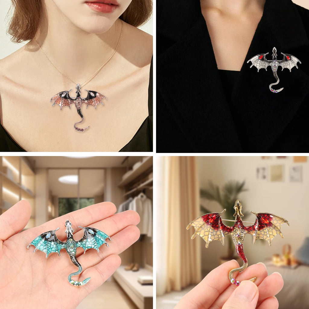 10Pcs Alloy Dragon Shape Charms Stylish Cartoon Spread Wing Dragon Enamel Pin Creative Jewelry Accessories Lapel Brooch Badge