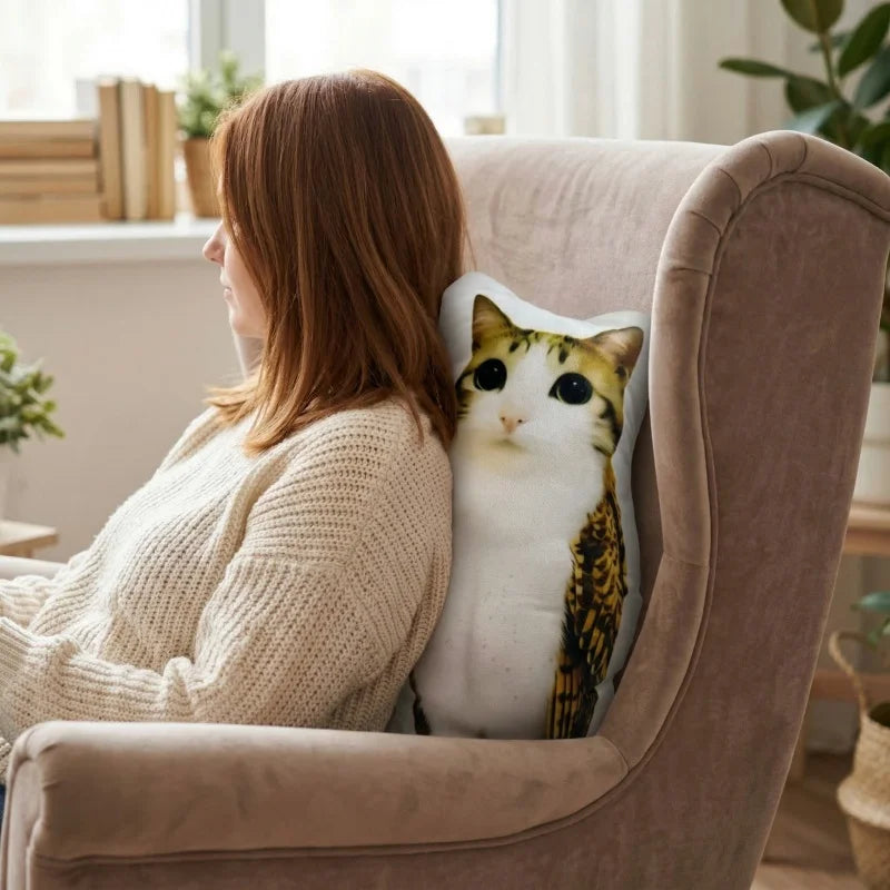 Gaslight Gatekeep Girlboss Meowl Pillow Cat Owl Funny Meme Shaped Pillow Brainrot Stuffed Animal Throw Pillow Gen Z Cushion