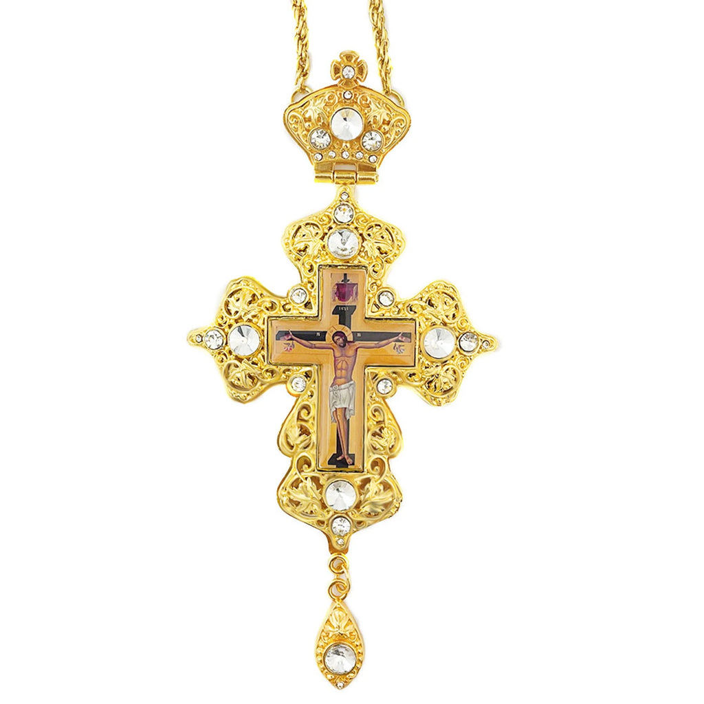 HTISOK Eastern Orthodox Cross Pendant Jesus Pendant Prayer Cross Zinc Alloy Pendant Holiday Gift Cross Mass Ceremony Item Jesus