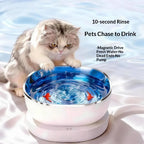 Wireless Cat Water Fountain Magnetic Drive, 100-Day Battery, Ultra Quiet, Filter-Free, 1pc