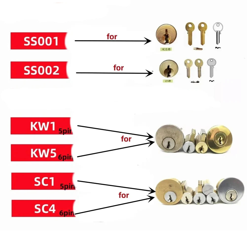 5-1Pcs SS001 PRO Key Decoder SS002 PRO Stainless Steel Precision Tool O-ring Pickup Kit Hook Tool Pickup Hand Tool Lock Decoders