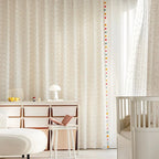1Pair Cute Rainbow Hairball Embroidered Sheer Tulle Curtain with Pom-pom Tassels Lace For Living Room Childrens Room Home Decor