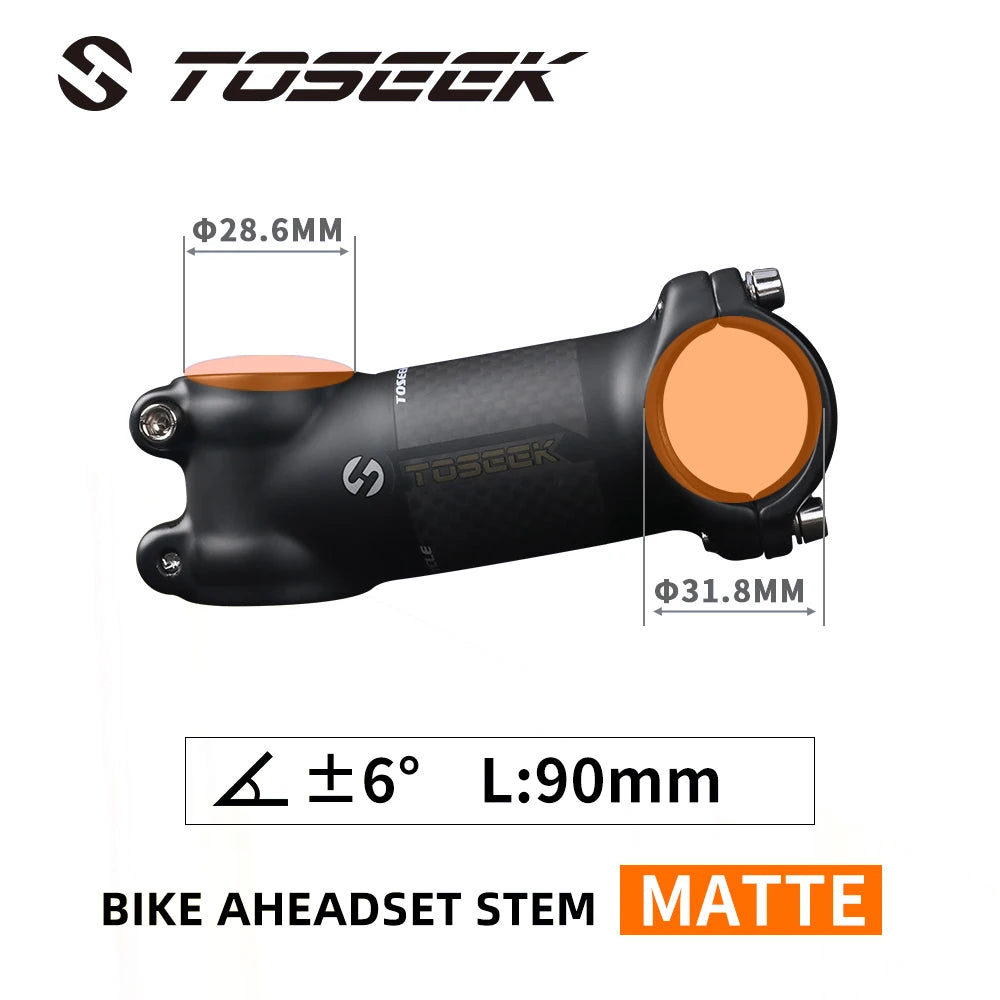 TOSEEK Bicycle Handlebar Stem 28.6-31.8mm Aluminum + Carbon Stem Angle6 17 Mtb Handlebar Stem MTB Stem Spare Parts For Bicycle