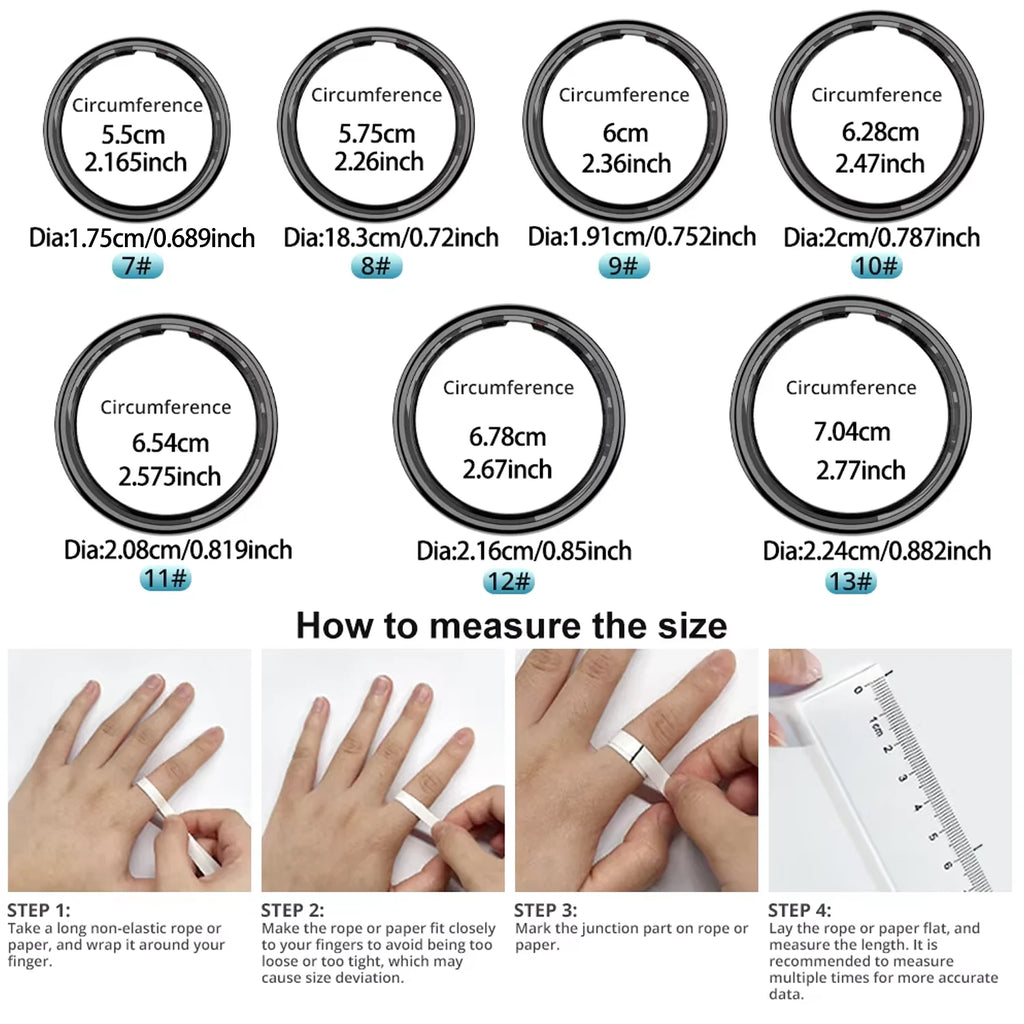 R09 Smart Ring with Charging Case, Heart Rate SpO2 Temp Monitor, 5ATM, Android iOS