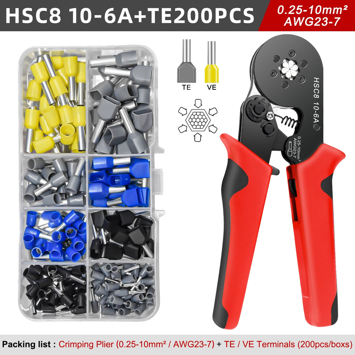 Electrical Tube Insulated Terminal VE Tubular Crimp Terminals Wire Cable Connector Ferrules Terminal Connectors Kit