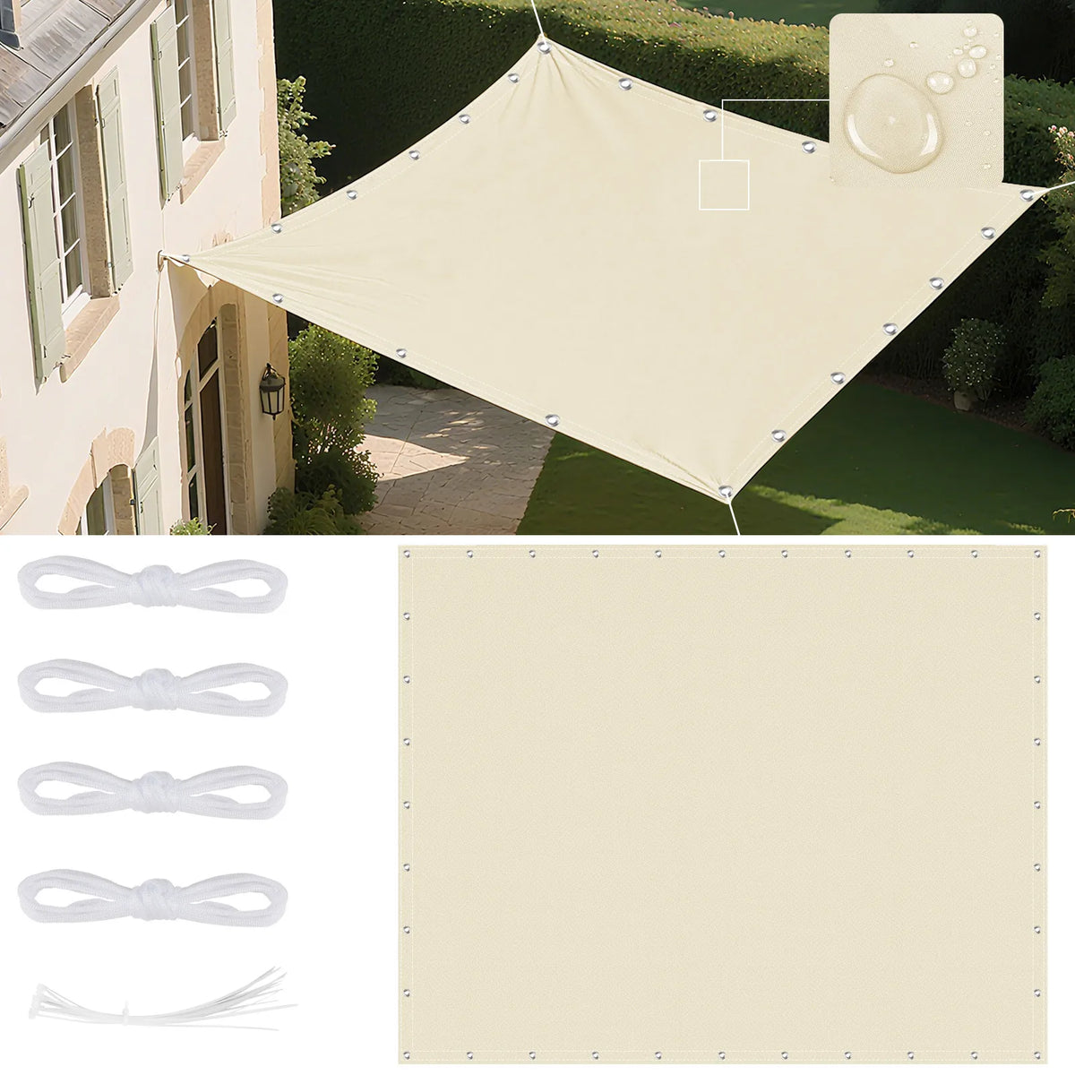 5Mx4M/3M/2M Waterproof Sun Shade Sail with Grommets Rectangle Garden Patio Pergola Cover For Outdoor Camp Tent Shelter
