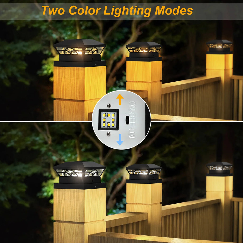 Solar Post Light Outdoor IP65 LED Fence Gate Pillar Column Lamp, 1/2/4pcs