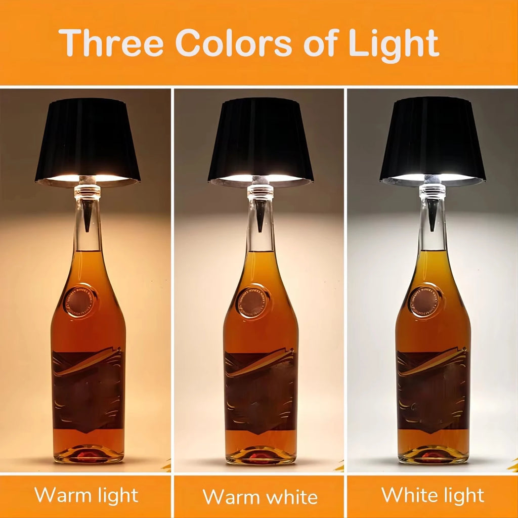 USB Charge Bottle Table Lamp Touch Control 3 Colors and Stepless Dimming Night Lamp For Restaurant Bar Wine Bottles Desk Lights