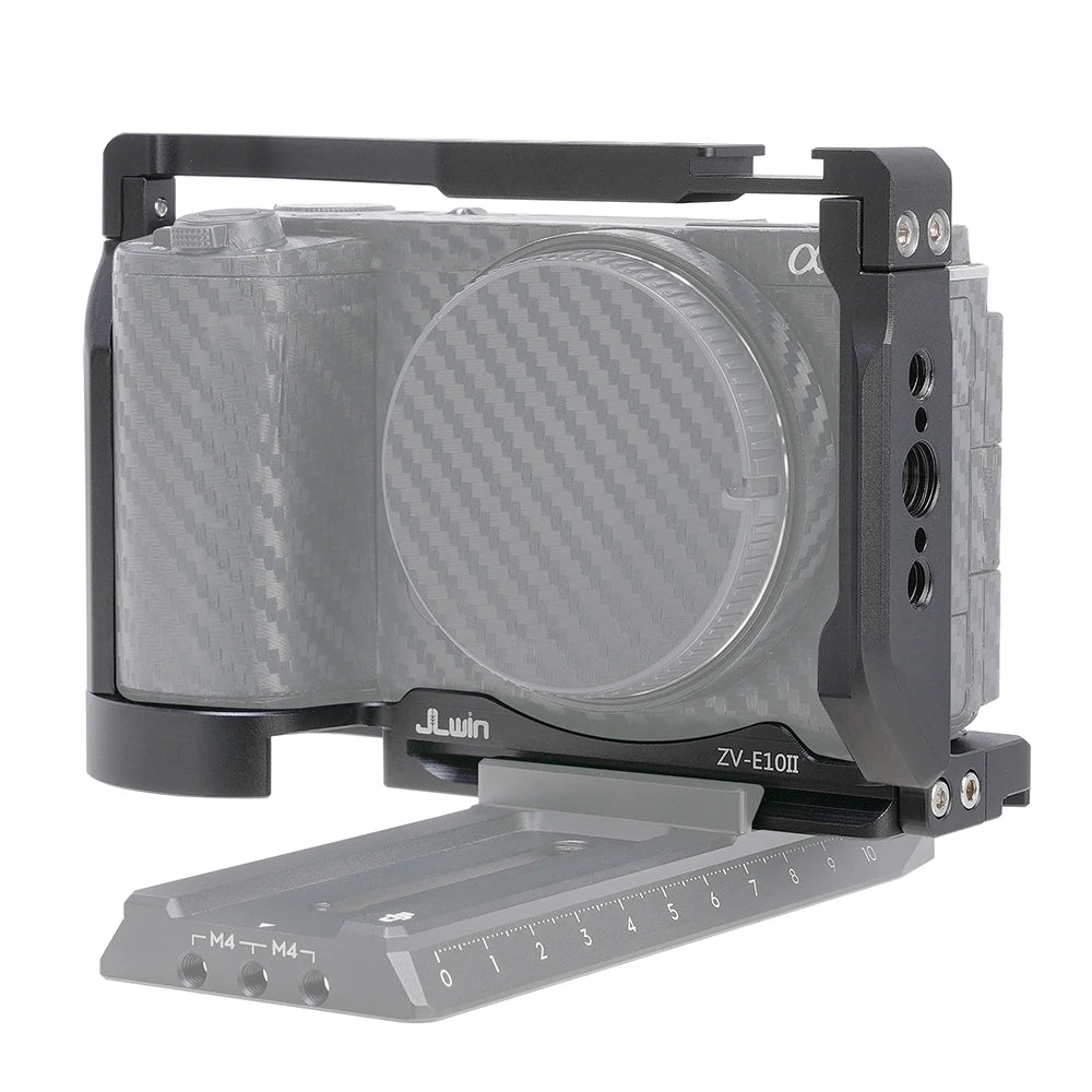 FOTGA ZV-E10 II Camera Cage With Wooden Handle Top Hand Grip Quick Release Plate Cage Kit Protective For Sony ZV-E10 II Camera
