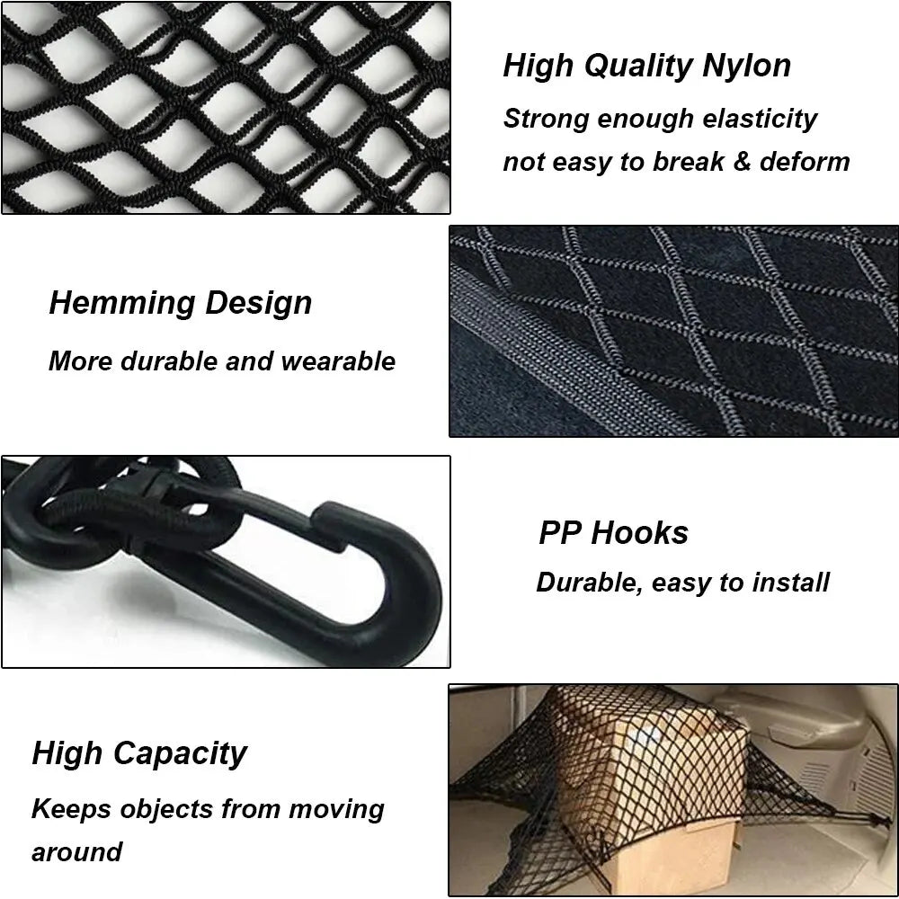 Car Trunk Net For Wey Tank 300 GWM HEV 2023 2022 2021 2020 Trunk Net Mesh Elastic Nylon Luggage Storage Auto Interior Accessorie