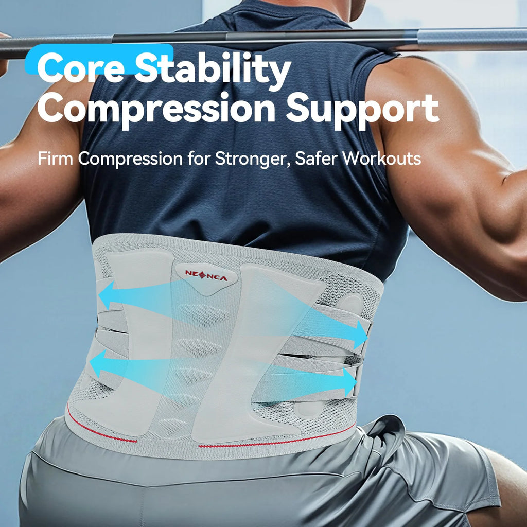 Lumbar Back Support Belt with 3D Lumbar Pad, Adjustable Waist Brace, Light Grey