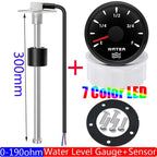 0-190 Ohm Water Level Sensor 52mm Water Level Gauge with 7 Color LED Water Tank Meter Indicator Petrol Boat Car 12V24V Custom