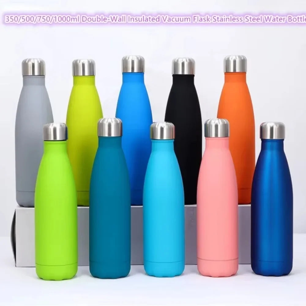 500/750/1000ml Double-Wall Insulated Vacuum Flask Stainless Steel Thermos  BPA Free for Outdoors Sport Water Bottle