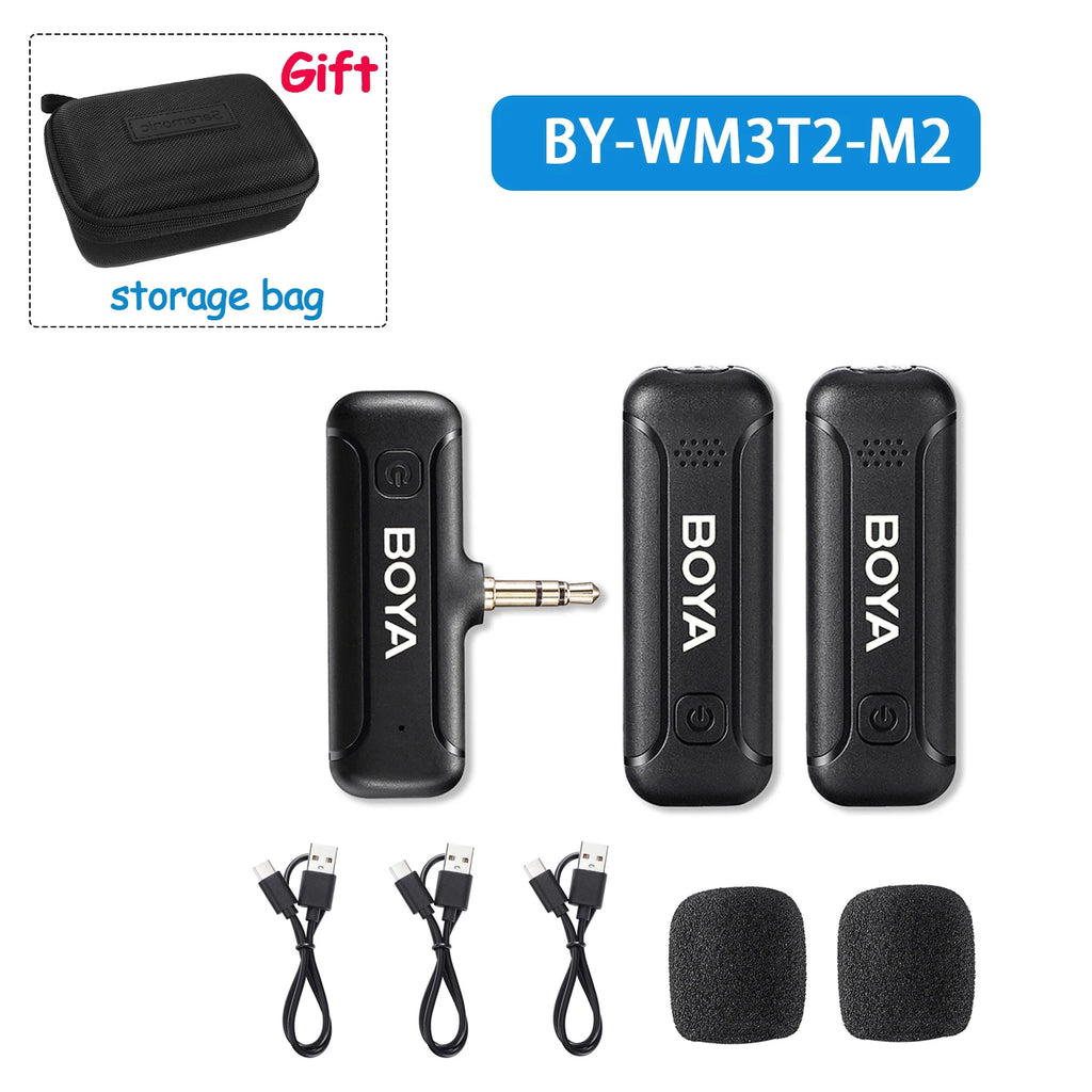 BOYA BY-WM3T2 Professional Wireless Lavalier Lapel Microphone Portable Audio Video Recording for iphone Android Live Broadcast