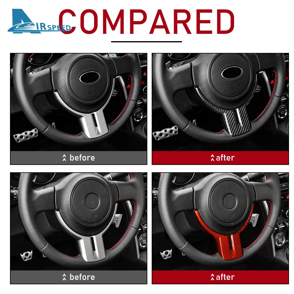 Real Carbon Fiber Cover For Subaru BRZ Toyota 86 2012 2013 2014 2015 2016 Interior Trim Car Steering Wheel Cover Sticker