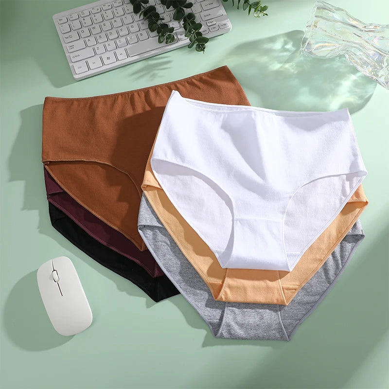 4Pcs/Set Comfort Cotton Panties Women High Waist Briefs Seamless Underwear Breathable Underpants Plus Size Panty S-2XL Intimates