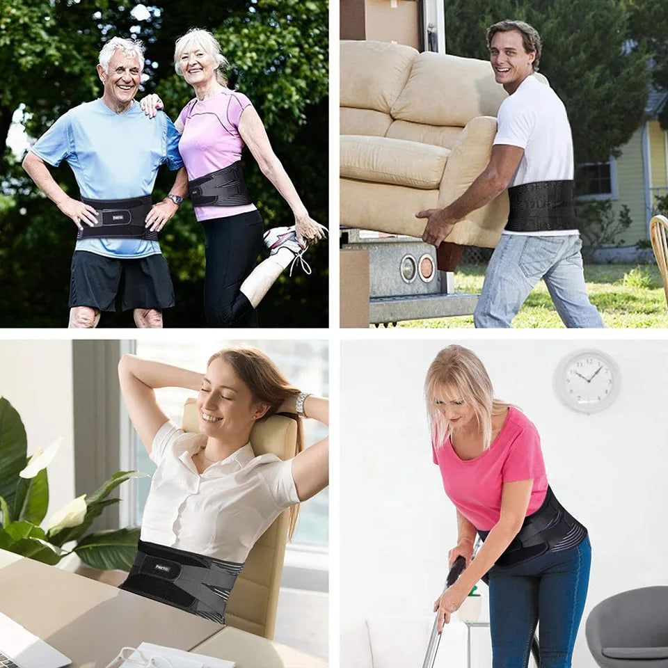 AOLIKES Lower Back Brace Lumbar Support Belt with 6 Stays Anti-Skid Breathable, Size L