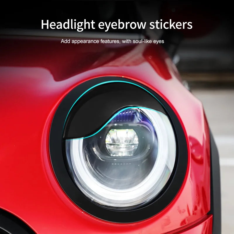 ABS Glossy And Matt Black Color Angry Eyelid For MINI Cooper F65 F66 F54 F55 F56 F57 R55 R56 R57 R58 R59 Car headlight sticker