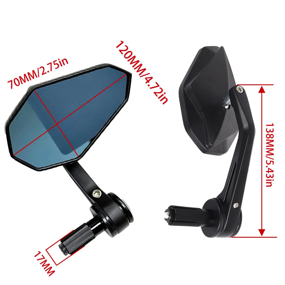 Motorcycle Handlebar End Rearview Mirror Side Mirror 360° Adjustable For Yamaha MT-07 MT-09 BMW Honda CB650R Ducati Kawasaki