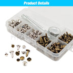Metal Double Cap Rivets Stud Round Spike Nail With Tool Kits For Shoes Bag Belt Leathercraft Repair Clothing Garment Accessories