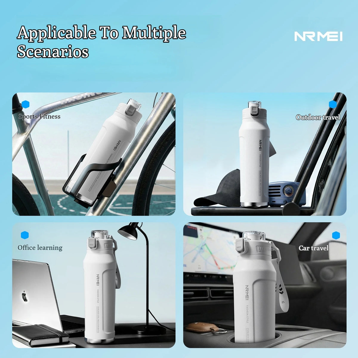 Stainless Steel Sports Water Bottle Thermal Tumble Jumping Large Capacity Cup Fitness Riding Vacuum Flask for Outdoor Activities