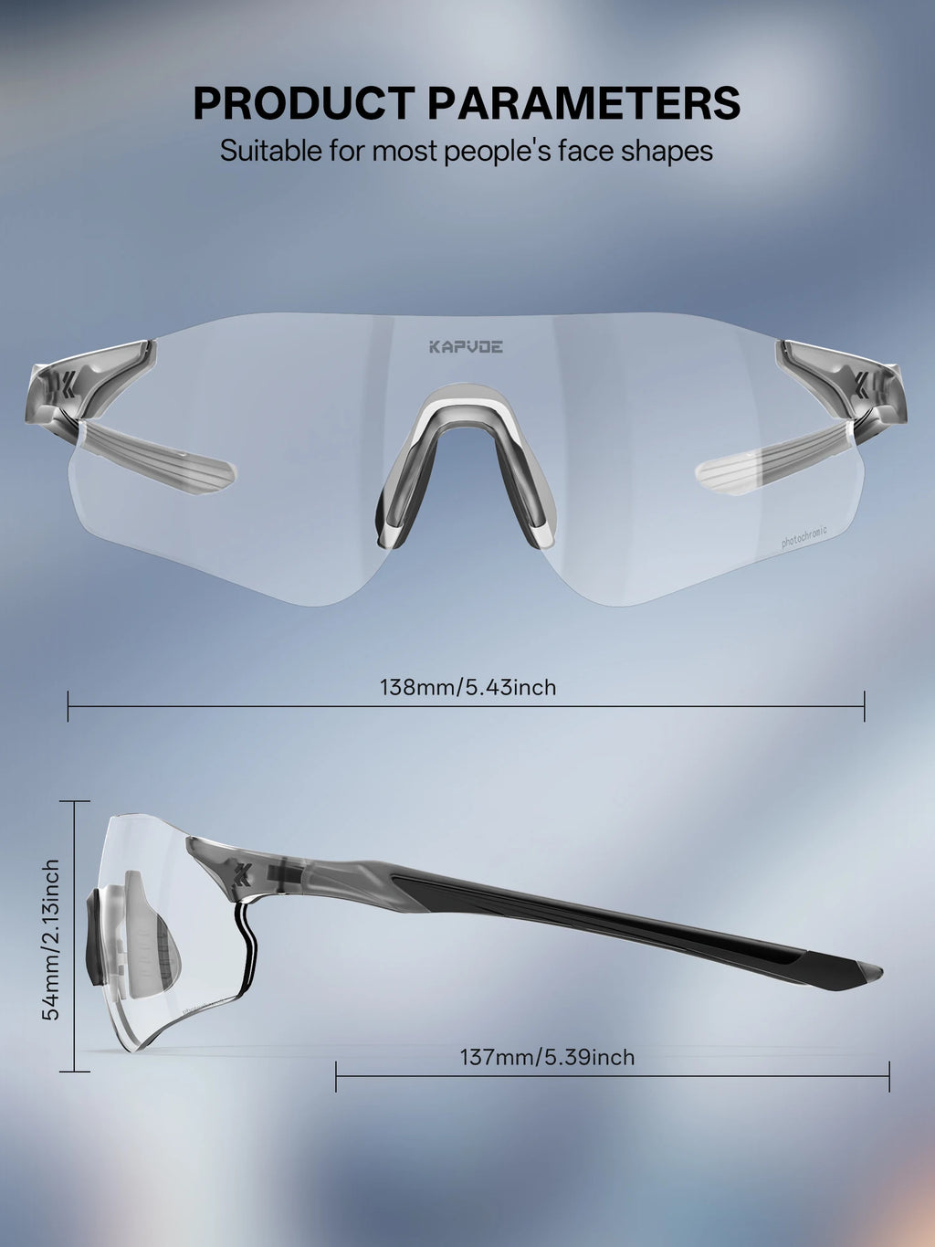 Kapvoe New Cycling Photochromic Glasses Men Women Road Bicycle Sunglasses UV400 Sports Riding Eyewear Outdoor Running Goggles