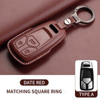 Auto Key Shell Fob For Audi A4 A4L A5 Q5 Q7 TT TTS 8S B9 2016 2017 2018 Leather Car Remote Key Case Cover Keychain Accessories
