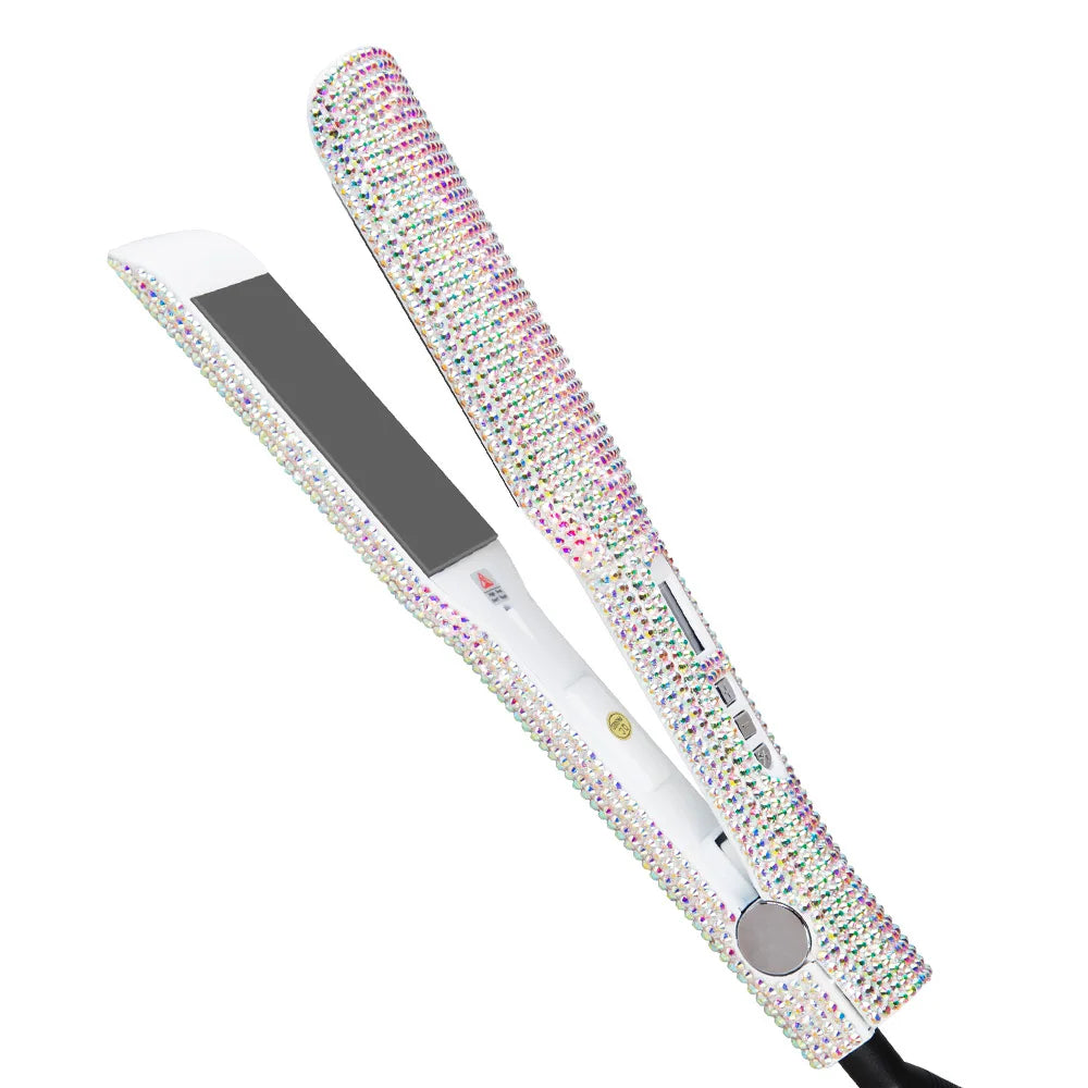 Rhinestones Hair Straightener 240°C Fast Heat 2 Inches Titanium Plate Flat Iron LCD Display Hair Styling Tool For Gift Travel